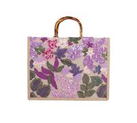 CORIOS Bolso de Mano para Estilo Boho Mujer Bolso de Hombro de Paja PP y Lino Bolso Playa con Bordados de Lentejuelas Étnico Bolso Tote para Vacaciones Citas Viajes Compras Violeta