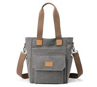 CORIOS Bolso de Mano para Mujer Bolso Bandolera de Lona Bolso de Hombro Bolsa de Ocio Gran Capacidad Bolsos Cruzados Bolsa Shopper Bolso Tote para Trabajo Compras Citas Viajes Gris