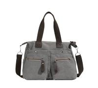 CORIOS Bolso de Mano para Mujer Bolso de Hombro de Lona Moda Bolso Bandolera Gran Capacidad Bolso Shopper Bolso de Ocio Multifuncional Bolso Tote para Viajes Compras Trabajo Citas Gris