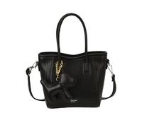 CORIOS Bolso de Mano Tote con Colgante de Perro 3D para Mujer Cuero PU Bolso de Hombro Bandolera Textura Tejida Bolso Cruzado para Shopper Trabajo Compras Viajes Uso Diario Negro