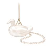 CORIOS Bolso de Noche Mujer Clutch de Mano de Acrílico con Cadena de Perlas Desmontable Bolso de Fiesta con Forma Encantadora Elegante Bolso de Hombro Bandolera Pato Pequeño