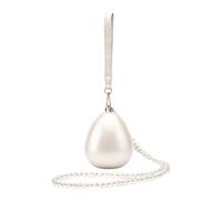 CORIOS Bolso de Noche Mujer Clutch de Mano de Acrílico con Cadena de Perlas Desmontable Bolso de Fiesta con Forma Encantadora Elegante Bolso de Hombro Bandolera Bola Pequeña Color Concha