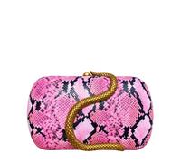 CORIOS Bolso de Noche Mujer Elegante Clutch de Cuero PU con Adorno de Serpiente Moda Bolso de Hombro Bandolera con Cadena Desmontable para Bodas Cocteles Fiestas y Eventos Formales Rosa Brillante