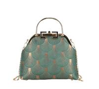 CORIOS Bolso de Noche para Mujer Clutch de Pavo Real Bolso de Fiesta Pequeña con Cuentas Vintage Poliéster Bolso de Mano Hombro Elegante Bolso Bandolera con Cadena para Boda Cóctel Banquete Verde E