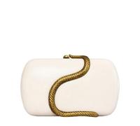 CORIOS Bolso de Noche para Mujer Elegante Clutch de Cuero PU con Adorno de Serpiente Moda Bolso de Hombro Bandolera con Cadena Desmontable para Bodas Cocteles Fiestas y Eventos Formales Beige