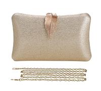 CORIOS Bolso de noche para mujer, elegante, con cadena, bolso de fiesta, bolso de hombro para fiesta de graduación, banquete, boda, color dorado