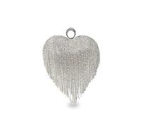 CORIOS Bolso de Noche para Mujer Embrague de Cristal Borla Bolso de Fiesta Diamantes de Imitación Clutch Elegante Bolso de Hombro Lujoso Bolsos Bandolera para Fiesta Graduación Banquete Boda Plata