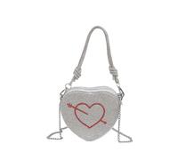 CORIOS Bolso de Noche para Mujer Embrague de Cristal Corazón Bolso de Fiesta Diamantes de Imitación Clutch Elegante Bolso de Hombro Lujoso Bolsos Bandolera para Graduación Banquete Boda Fiesta Plata