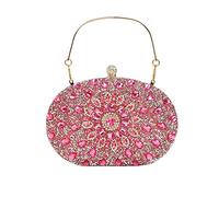 CORIOS Bolso de Noche Pequeño para Mujer, Diamantes de Imitación Clutch. Bandolera de Hombro Elegante para Fiesta de Graduación, Banquete, Boda Rosa