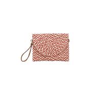 CORIOS Bolso de Paja Bandolera para Mujer - Bolso Tote de Playa de Verano Tejido a Mano - Estilo Bohemio Retro para Viajes y Vacaciones Rojo