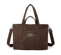 CORIOS Bolso de Pana para Mujer Bolso de Mano Bolso Shopper Bolso Tote Gran Capacidad Bolso de Hombro Bolsa de Ocio Multifuncional Bolso de Bandolera para Compras Viajes Citas Trabajo Marrón Oscuro