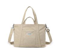 CORIOS Bolso de Pana para Mujer, Tote de Gran Capacidad Multifuncional de Hombro y Bandolera para Compras, Viajes, Citas, Trabajo - Caqui