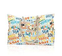 CORIOS Bolso de Playa Mujer Bolsa Playa Grande XXL Familiar Bolsa Piscina Bolso Shopper Impermeable Bolsos de Hombro Bolso Tote para Viajes Gimnasio Natación Vacaciones Playa Letras de Colores