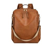 CORIOS Bolso Mochilas de PU Cuero Mujer Morral Backpack de Múltiples Bolsillos Gran Mochila Convertible Bolso de Mano de Hombro Retro Bolsas de Escuela Daypack para Viaje Trabajo Marrón Amarillento