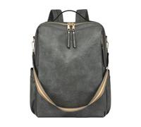 CORIOS Bolso Mochilas de PU Cuero Mujer Morral Backpack de Múltiples Bolsillos Gran Mochila Convertible Bolso de Mano de Hombro Retro Mochilas Bolsas de Escuela Daypack para Viaje Trabajo Gris