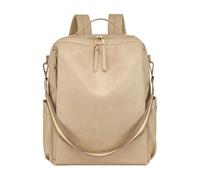 CORIOS Bolso Mochilas de PU Cuero Mujer Morral Backpack de Múltiples Bolsillos Gran Mochila Convertible Bolso de Mano de Hombro Retro Mochilas Bolsas de Escuela Daypack para Viaje Trabajo Beige