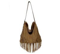 CORIOS Bolso Mujer con Flecos Estilo Boho en Ante y PU Cuero Bolso Bandolera de Hombro Tendencia Bolso de Mano Camel