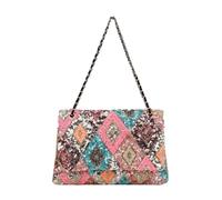 CORIOS Bolsos de Bandolera en Lino y Algodón Mujer Bolso de Hombro con Bordados de Lentejuelas Bolso de Mano para Estilo Boho Bolso Playa Étnico Bolso Cruzados Vacaciones Tote Diamantes de Colores