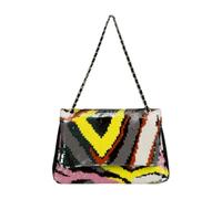 CORIOS Bolsos de Bandolera en Lino y Algodón Mujer Bolso de Hombro con Bordados de Lentejuelas Bolso de Mano para Estilo Boho Bolso Playa Bolso Cruzados Tote Motivos Geométricos Abstractos Adornados