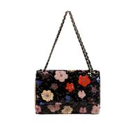 CORIOS Bolsos de Bandolera en Lino y Algodón Mujer Bolso de Hombro con Bordados de Lentejuelas Bolso de Mano para Estilo Boho Bolso Playa Étnico Bolso Cruzados Vacaciones Tote Flores en Contraste
