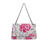 CORIOS Bolsos de Bandolera en Lino y Algodón Mujer Bolso de Hombro con Bordados de Lentejuelas Bolso de Mano para Estilo Boho Bolso Playa Étnico Bolso Cruzados Vacaciones Viajes Tote Rosas Adornadas