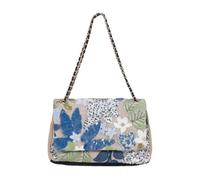 CORIOS Bolsos de Bandolera en Lino y Algodón Mujer Bolso de Hombro con Bordados de Lentejuelas Bolso de Mano para Estilo Boho Bolso Playa Étnico Bolso Cruzados Vacaciones Viajes Tote Azul Claro