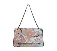 CORIOS Bolsos de Bandolera en Lino y Algodón Mujer Bolso de Hombro con Bordados de Lentejuelas Bolso de Mano para Estilo Boho Bolso Playa Étnico Bolso Cruzados Tote Flores Grandes en Contraste