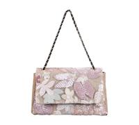 CORIOS Bolsos de Bandolera en Lino y Algodón Mujer Bolso de Hombro con Bordados de Lentejuelas Bolso de Mano para Estilo Boho Bolso Playa Étnico Bolso Cruzados Vacaciones Viajes Compras Tote Rosa