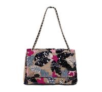 CORIOS Bolsos de Bandolera en Lino y Algodón Mujer Bolso de Hombro con Bordados de Lentejuelas Bolso de Mano para Estilo Boho Bolso Playa Étnico Bolso Cruzados Vacaciones Viajes Tote Negro Rojo