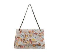 CORIOS Bolsos de Bandolera en Lino y Algodón Mujer Bolso de Hombro con Bordados de Lentejuelas Bolso de Mano para Estilo Boho Bolso Playa Étnico Bolso Cruzados Tote Lentejuelas en Patchwork