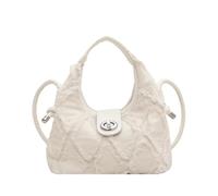 CORIOS Bolsos Vaqueros para Mujer Bolso de Mano de Tejano de Mezclilla Jean Moda Bolso de Hombro Bandolera con Diseño Acolchado y Flecos Elegante Tote para Compras Citas Viajes Trabajo Beige