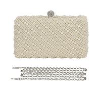 CORIOS Clutch Mujer Perlas Cartera de Mano Bolso de Noche Bolso de Tarde de Las Señoras Embrague Novia Bolso de Hombro Elegante Bolsos Bandolera para Fiesta de Graduación Boda Banquete Amarillo Crema