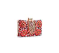 CORIOS Diamantes de Imitación Clutch para Mujer Bolsa de Noche Bolso de Fiesta Pequeña Bolso de Boda Elegante Bolso de Hombro Lujoso Bolsos Bandolera para Fiesta de Graduación Banquete Rojo