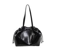 CORIOS Elegante Bolsa de Mano para Mujer de PU Cuero Bolsa de Hombro con Nudo de Mariposa Bolsa de Cubo con Cordóne Gran Capacidad Bolsa Shopper Compras Viajes Trabajo Tote Negro