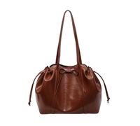 CORIOS Elegante Bolsa de Mano para Mujer de PU Cuero Bolsa de Hombro con Nudo de Mariposa Bolsa de Cubo con Cordóne Gran Capacidad Bolsa Shopper Compras Viajes Trabajo Tote Marrón
