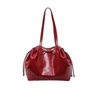 CORIOS Elegante Bolsa de Mano para Mujer de PU Cuero Bolsa de Hombro con Nudo de Mariposa Bolsa de Cubo con Cordóne Gran Capacidad Bolsa Shopper Compras Viajes Trabajo Tote Rojo