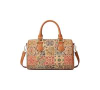 CORIOS Elegante Bolso Boston para Mujer Estilo Boho Bolsos de Hombro Bandolera Bolso de Mano con Estampado Étnico Bolso Cruzados de Corcho Natural Retro Tote para Trabajo Compras Viajes Caramelo