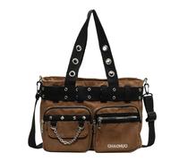 CORIOS Elegante Bolso de Mano para Mujer Bolso de Hombro de Lona Moda Bolso de Bandolera Gran Capacidad Bolso Shopper Retro Rayas Bolso Cruzado Bolso Tote para Citas Trabajo Viajes Compras Marrón