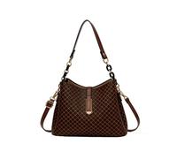 CORIOS Elegante Bolso de Mano para Mujer PU Cuero Bolso de Hombro de Bandolera Bolso de Cubeta con Patrón de Rombos Pequeño Bolso Shopper Retro Bolso Cruzado Trabajo Compras Viajes Tote Café