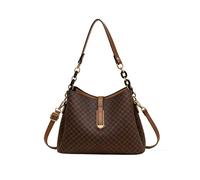 CORIOS Elegante Bolso de Mano para Mujer PU Cuero Bolso de Hombro de Bandolera Bolso de Cubeta con Patrón de Rombos Pequeño Bolso Shopper Retro Bolso Cruzado Trabajo Compras Viajes Tote Marrón Café