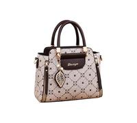 CORIOS Elegante Bolso de Mano para Mujer PU Cuero Bolso de Hombro Impermeable Bolso de Bandolera Pequeño Bolso Shopper Moda Bolso Cruzado Trabajo Compras Viajes Bolso Tote Caqui y Café