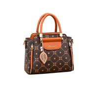 CORIOS Elegante Bolso de Mano para Mujer PU Cuero Bolso de Hombro Impermeable Bolso de Bandolera Pequeño Bolso Shopper Moda Bolso Cruzado Trabajo Compras Viajes Bolso Tote Café y Amarillo Tierra