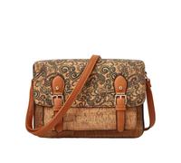 CORIOS Estilo Boho Bolso Bandolera para Mujer Bolsos de Hombro Cruzados de Corcho Natural con Solapa Bolso de Mano con Estampado Étnico Retro Tote para Trabajo Compras Citas Viajes Flor de Hierba