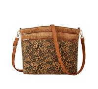 CORIOS Estilo Boho Bolsos de Hombro Bandolera para Mujer Bolso Cruzados de Corcho Natural Bolso de Mano con Estampado Étnico Retro Trabajo Compras Citas Viajes Tote Flor de Hierba