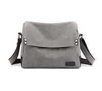 CORIOS Hombres Bolso de Hombro Bolso de Bandolera de Lona Bolsos Cruzados para 13.3 Pulgadas Portátil Bolsa Mensajero para Conmutar Trabajo Viaje Escuela Gris