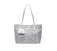 CORIOS Maletín Portátil de Terciopelo para Mujer Bolso de Mano de Hombro con Dije Nube Bonito Gran Capacidad Bolso Estilizado Tote para Viajes Compras Trabajo Citas Plateado