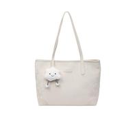 CORIOS Maletín Portátil de Terciopelo para Mujer Bolso de Mano de Hombro con Dije Nube Bonito Gran Capacidad Bolso Estilizado Tote para Viajes Compras Trabajo Citas Beige