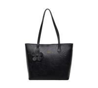 CORIOS Maletín Portátil para Mujer Bolso de Mano de PU Cuero Bolso de Hombro con Elegante Dije de Flor Gran Capacidad Bolso Estilizado Tote para Viajes Compras Trabajo Citas Negro