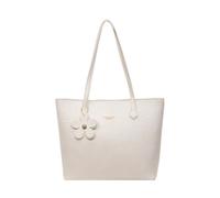 CORIOS Maletín Portátil para Mujer Bolso de Mano de PU Cuero Bolso de Hombro con Elegante Dije de Flor Gran Capacidad Bolso Estilizado Tote para Viajes Compras Trabajo Citas Beige