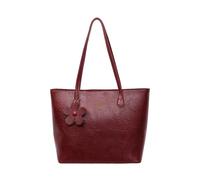 CORIOS Maletín Portátil para Mujer Bolso de Mano de PU Cuero Bolso de Hombro con Elegante Dije de Flor Gran Capacidad Bolso Estilizado Tote para Viajes Compras Trabajo Citas Rojo